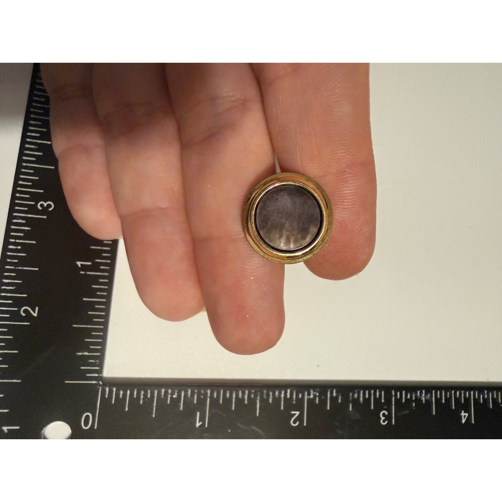 Vintage Krementz Gold Tone Round Iridescent Single Replacement Cufflink Patented